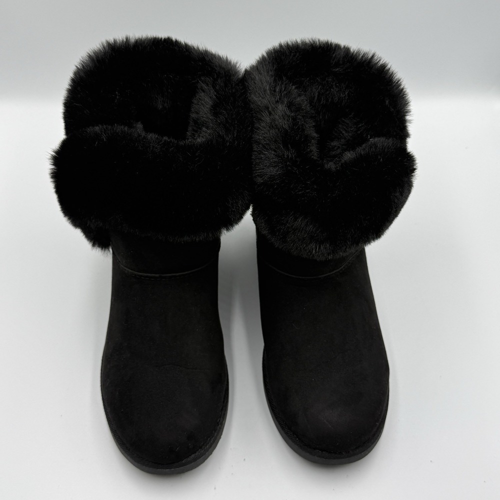 Juicy Couture Y2K Black Faux‎ Fur Winter Boots Women's Size 6